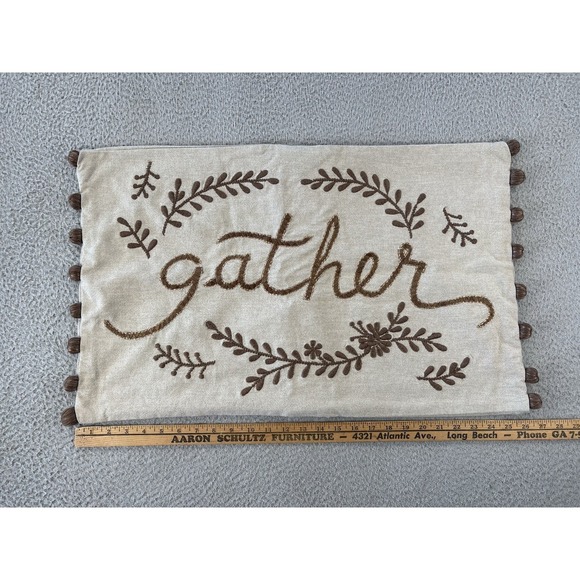 Pottery Barn Gather Lumbar Pillow Cover 16 x 26" Embroidered Thanksgiving Fall - Picture 2 of 6